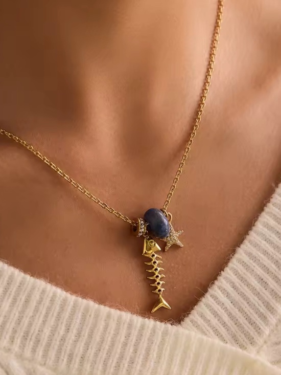 Anthropologie Jewelry - Gold Fishbone Star Charm Necklace